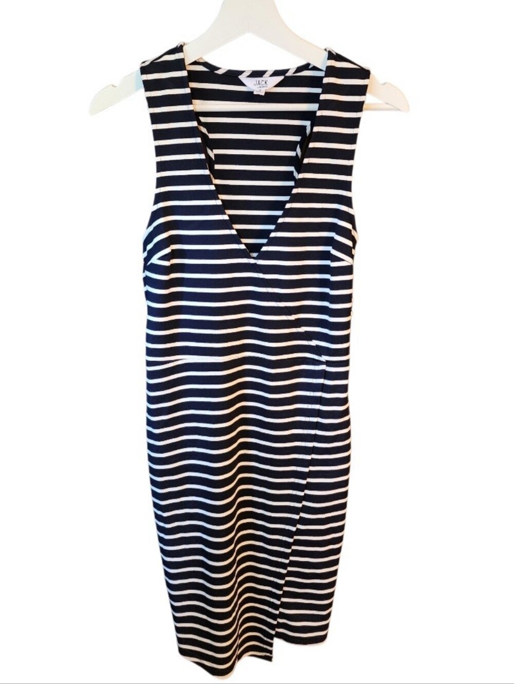 Jack by BB Dakota Navy & White Yacht Party Stripe Ponte Midi Dress Sz SM Coastal